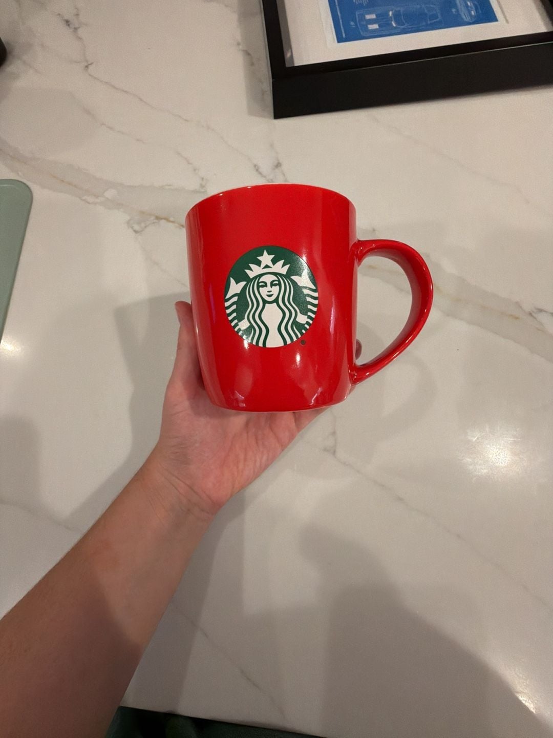Starbucks Red Ceramic Coffee Mug With Green Siren Logo 11oz 1