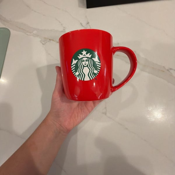 Starbucks Red Ceramic Coffee Mug With Green Siren Logo 11oz