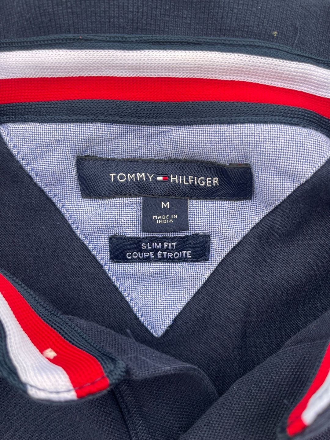 Tommy Hilfiger Men's Slim Fit Flag Logo Polo Shirt Navy Blue Medium 5