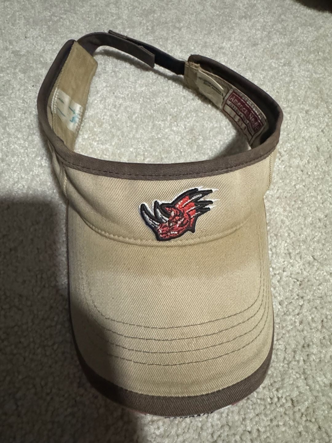 American Needle Rampage Rhino Logo Khaki and Brown Visor Cap 2