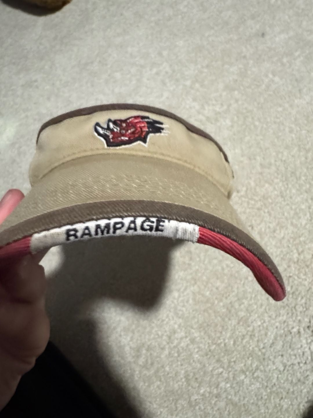 American Needle Rampage Rhino Logo Khaki and Brown Visor Cap 6