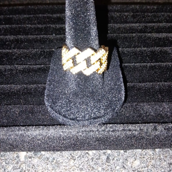 CH14K Gold Filled Iced Out Cuban Link Ring