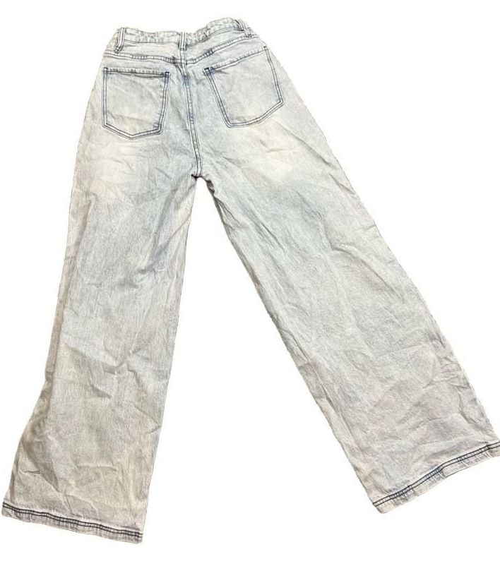 Hot Topic Death Note Custom Patch Wide Leg Light Wash Denim Jeans 7