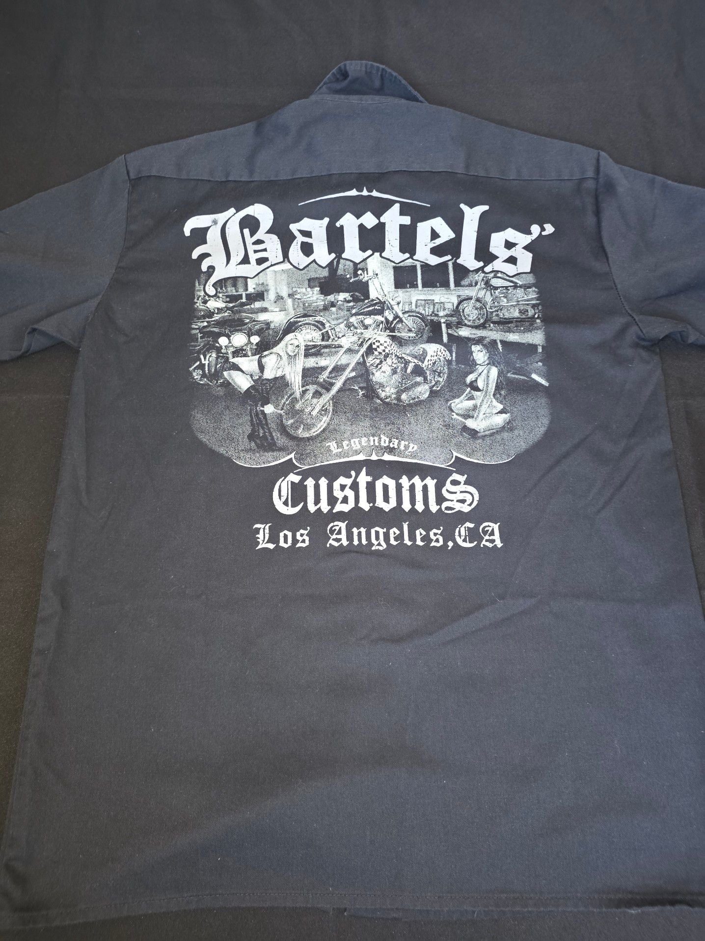 Dickies Bartels Customs Los Angeles CA Men's Black Work Shirt Size M 7