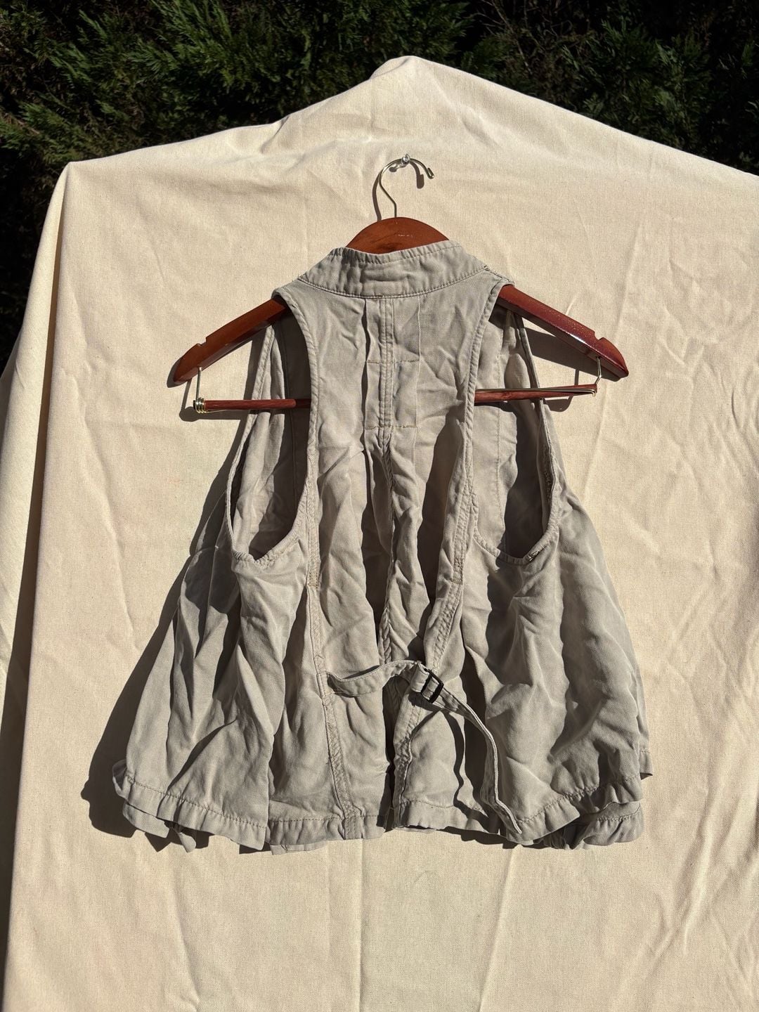 Free People Beige Utility Vest With Buckle Back 4