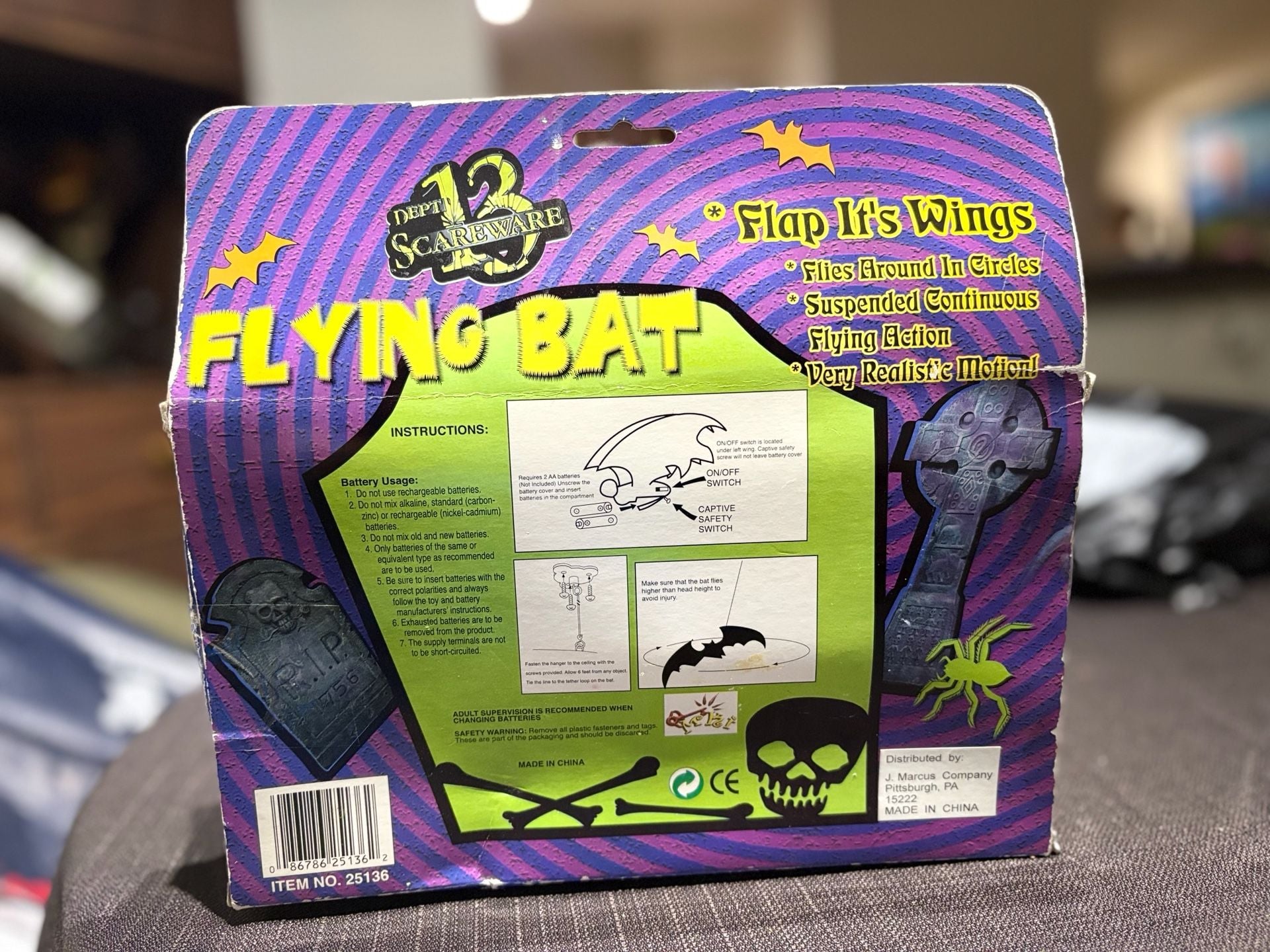 Vintage Dept 13 Gemmy Hanging Flying Bat Halloween Animated Prop Decor Decor 5