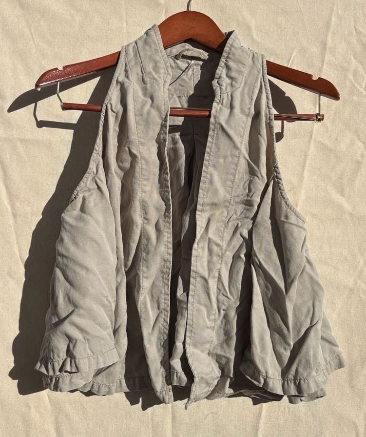 Free People Beige Utility Vest With Buckle Back 2