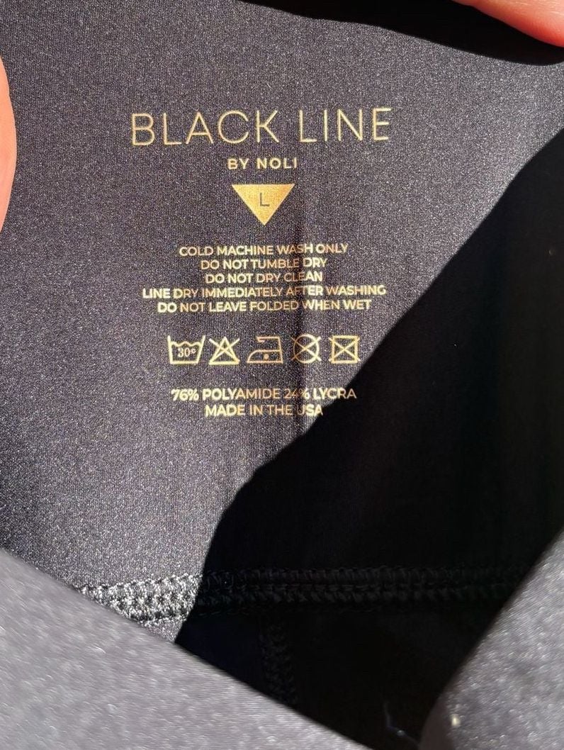 Black Line by Noli Athletic Leggings Black with Side Stripe Size L 3