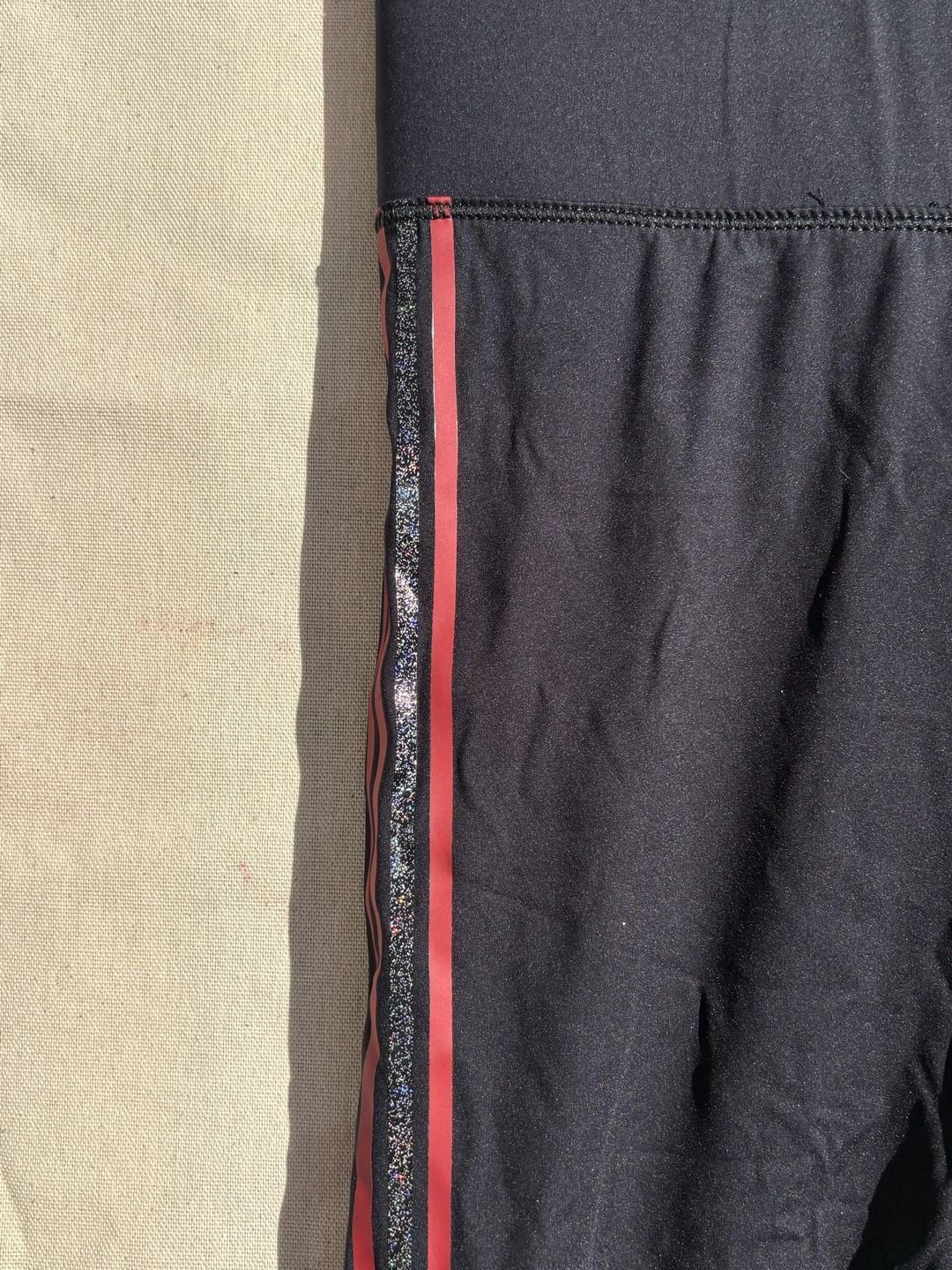 Black Line by Noli Athletic Leggings Black with Side Stripe Size L 2