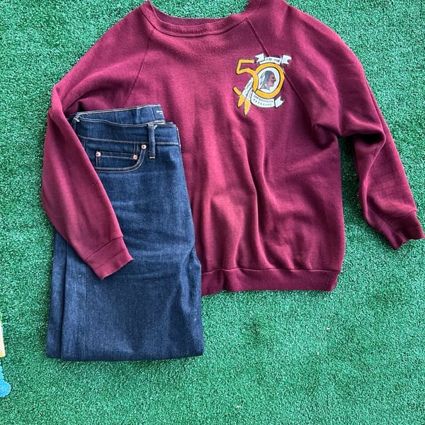 VINTAGE 1986 WASHINGTON REDSKINS SWEATSHIRT MENS XL 50 YEARS COMMANDERS 1980's