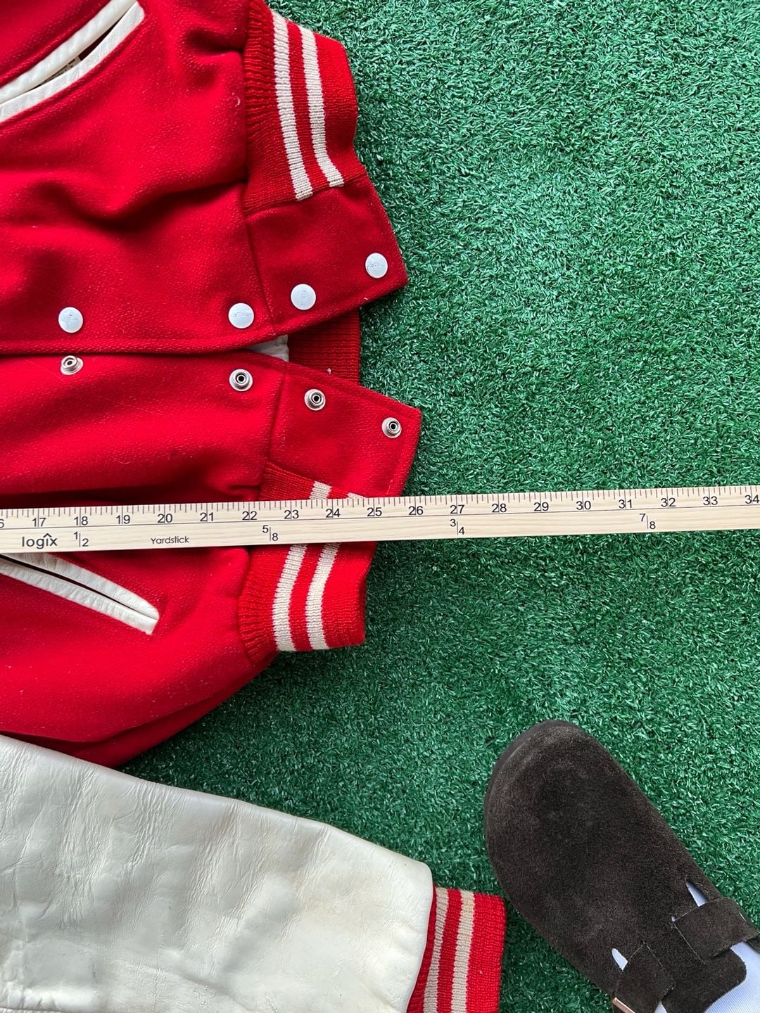 Vintage Holloway Red and White Wool and Leather Varsity Letterman Jacket Size 44 9