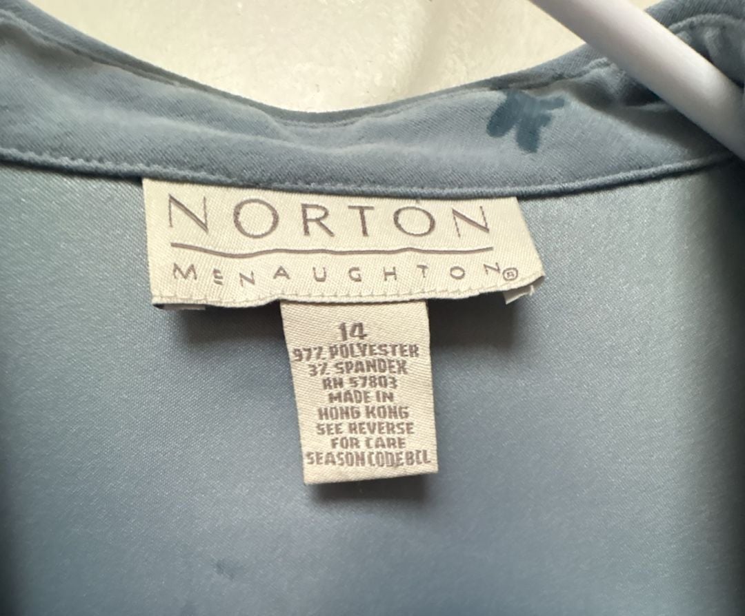 Norton McNaughton Women's Blue Floral Blouse and Skirt 2-Piece Set Size 14 2