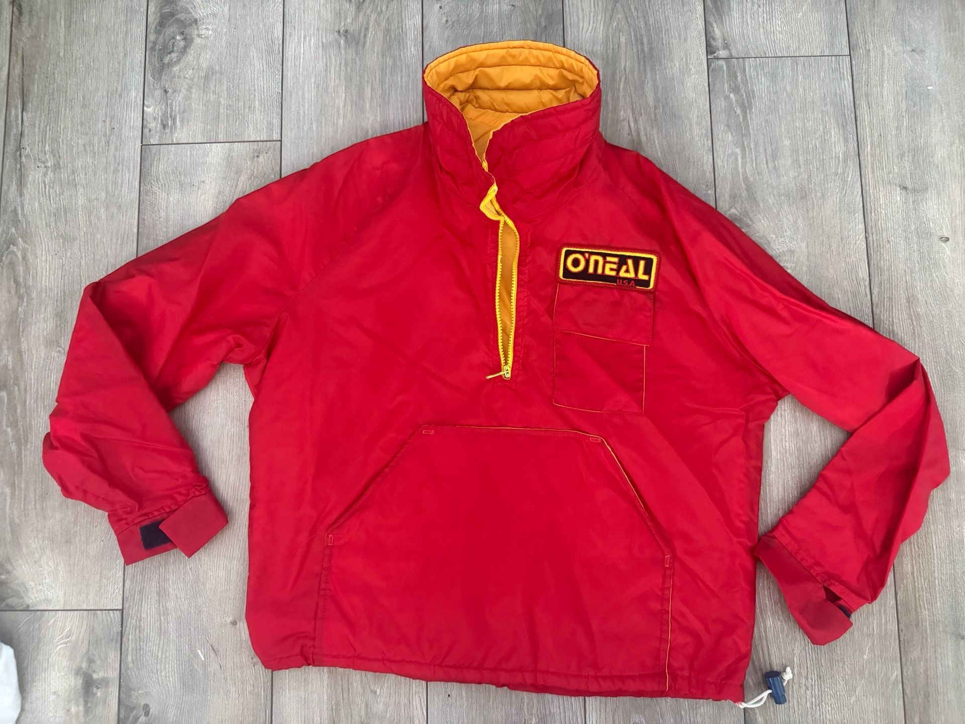 Vintage O'Neal USA Red and Yellow Quarter-Zip Pullover Jacket 3