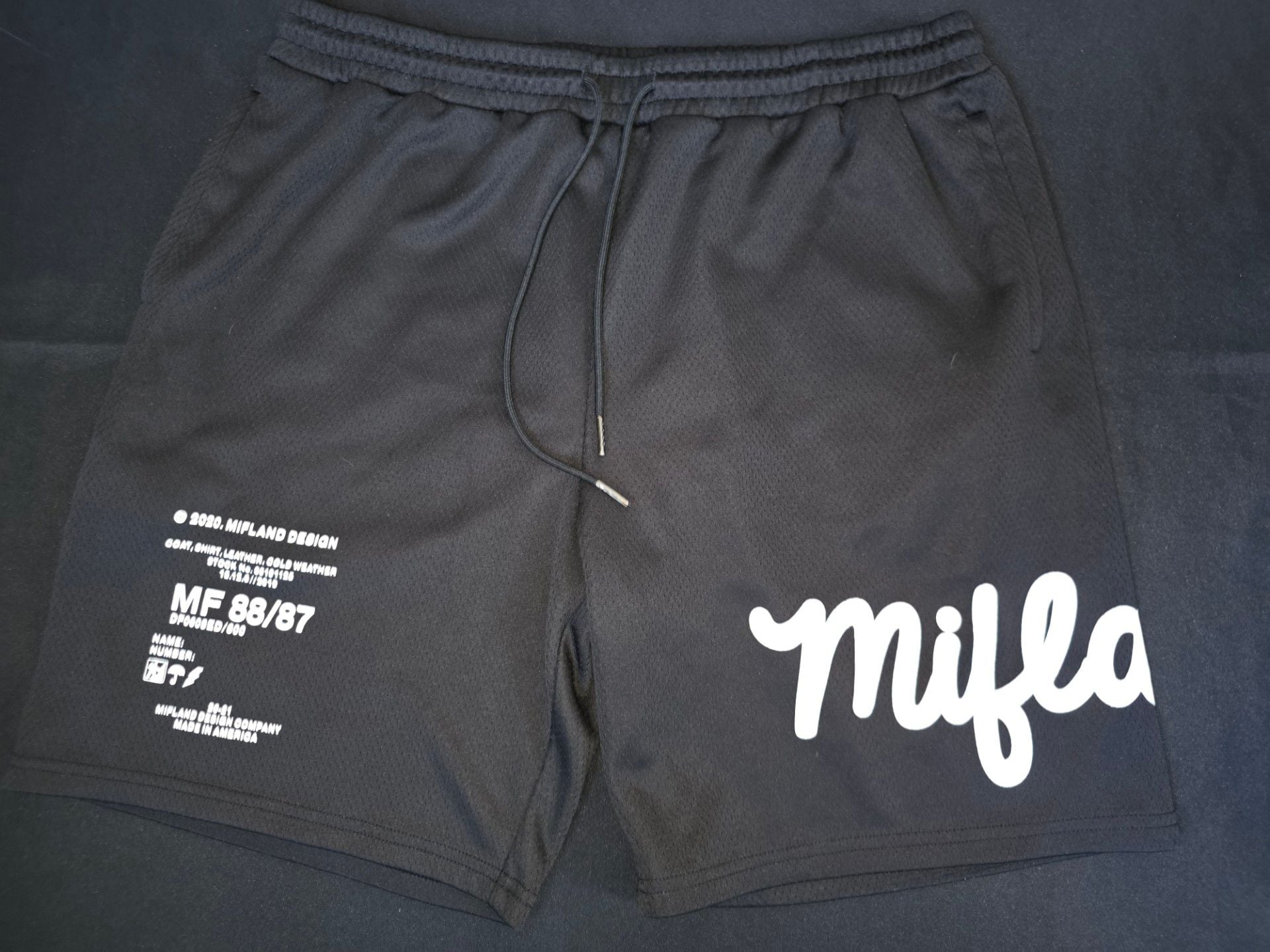 Mifland Black Mesh Athletic Shorts with Drawstring Size L 2
