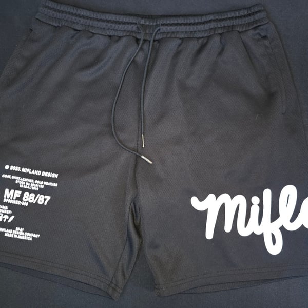 Mifland Black Mesh Athletic Shorts with Drawstring Size L
