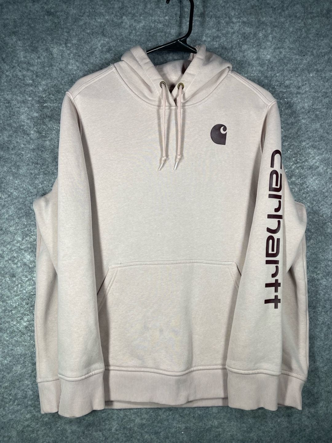 Carhartt Women's Relaxed Fit Midweight Logo Sleeve Hoodie Cream Malt Size 1X 2