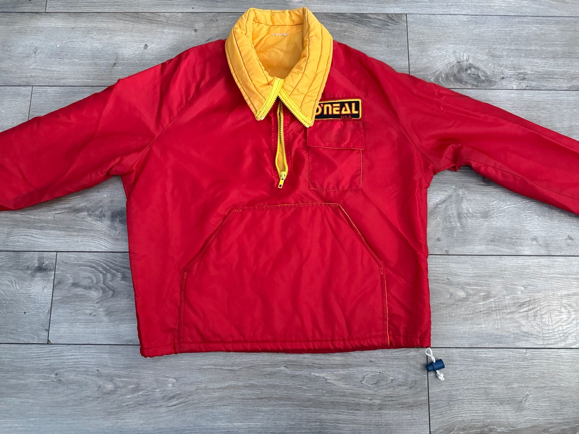 Vintage O'Neal USA Red and Yellow Quarter-Zip Pullover Jacket 2