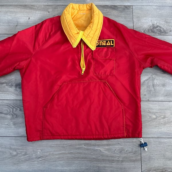 Vintage O'Neal USA Red and Yellow Quarter-Zip Pullover Jacket
