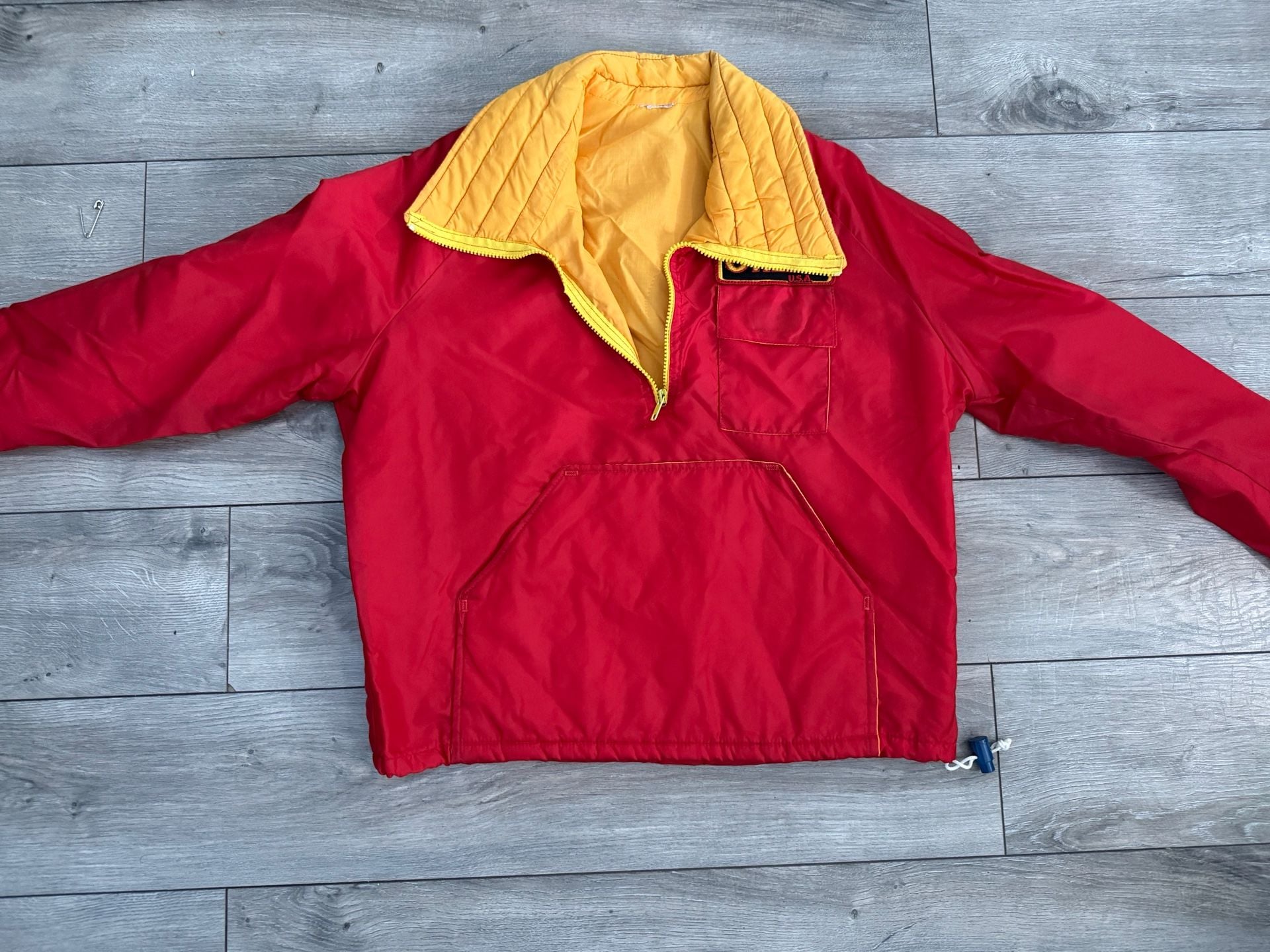 Vintage O'Neal USA Red and Yellow Quarter-Zip Pullover Jacket 10