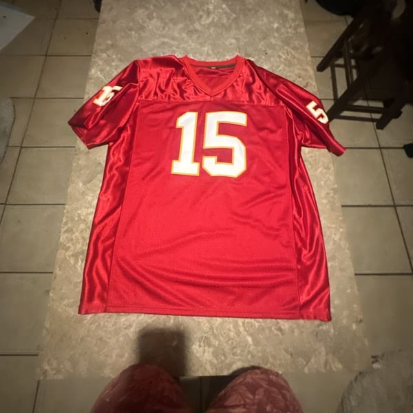 Patrick Mahomes Kansas City Chiefs #15 Red Custom Football Jersey Size Large