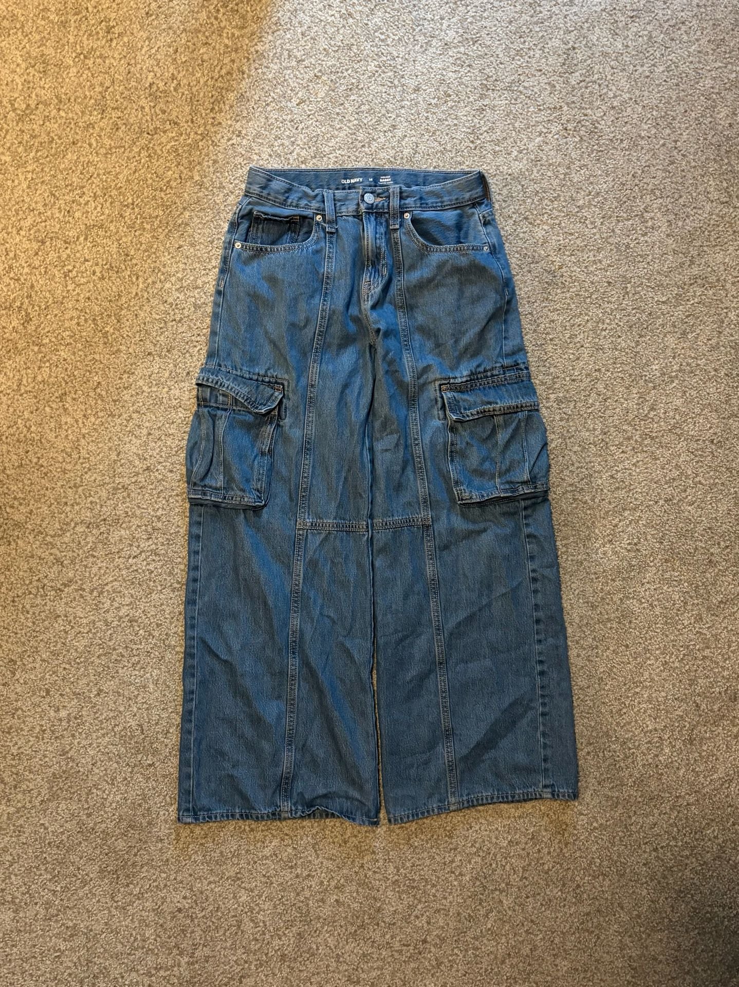 Old Navy High-Rise Baggy Cargo Jeans Size 14 2
