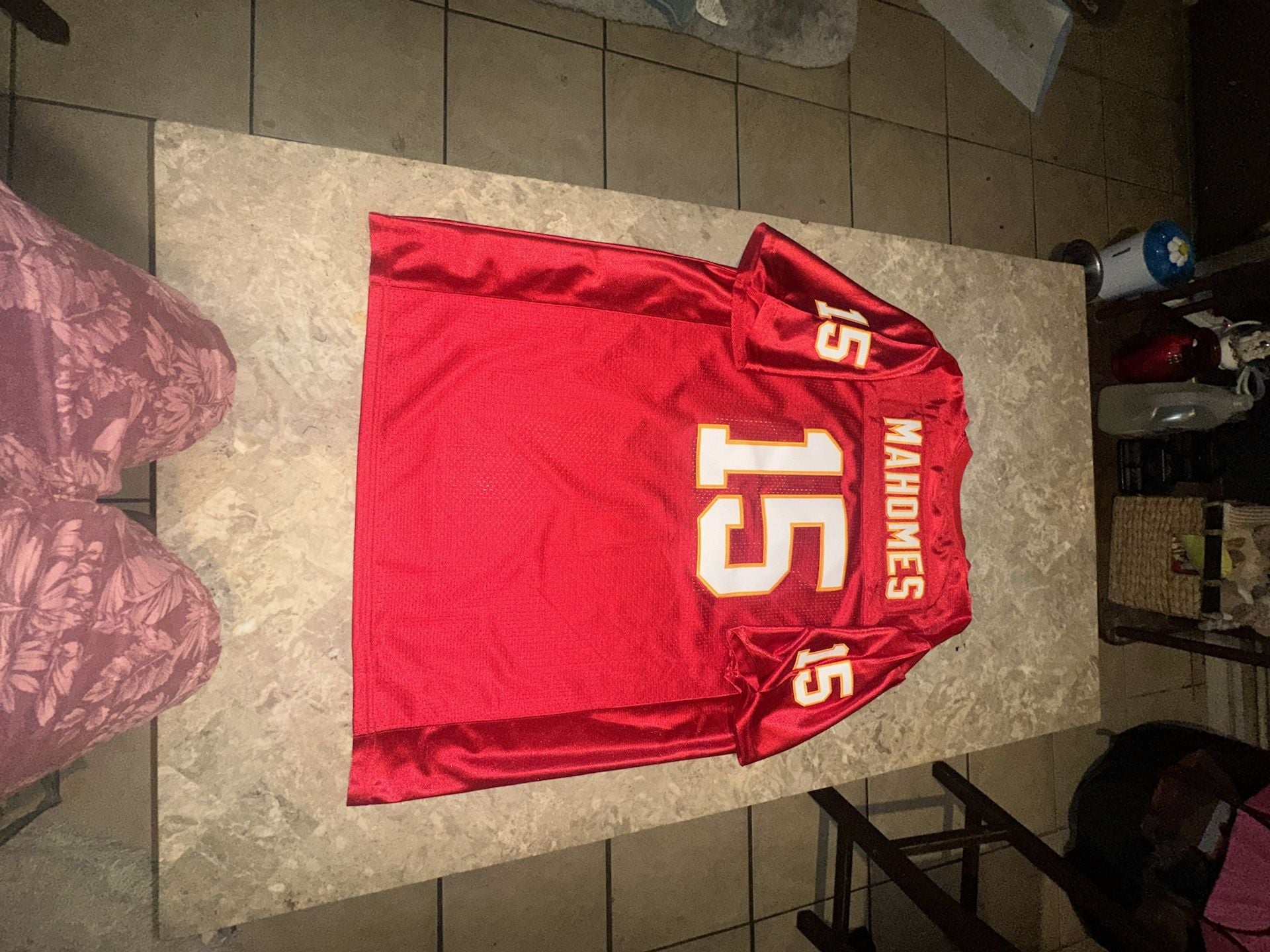 Patrick Mahomes Kansas City Chiefs #15 Red Custom Football Jersey Size Large 4