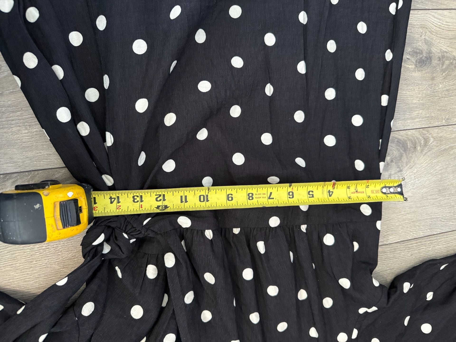 H&M Black and White Polka Dot Tie-Detail Wrap Midi Dress 9
