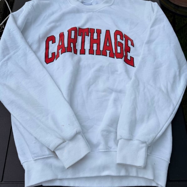 Champion Carthage Firebirds White Crewneck Sweatshirt Size S