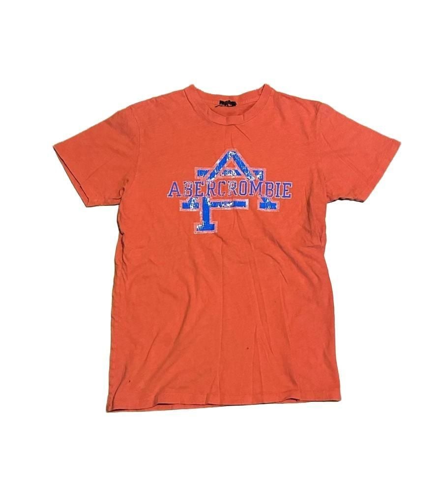 Vintage Abercrombie & Fitch Distressed Graphic Short Sleeve T-Shirt Orange 2