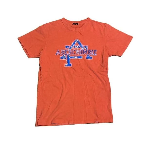 Vintage Abercrombie & Fitch Distressed Graphic Short Sleeve T-Shirt Orange