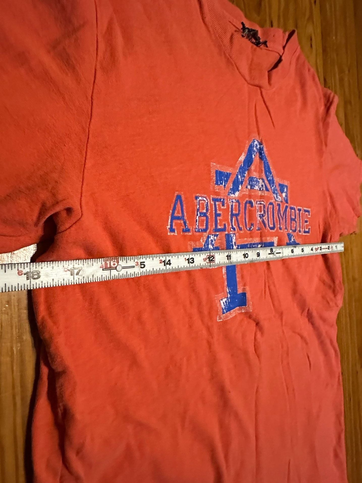 Vintage Abercrombie & Fitch Distressed Graphic Short Sleeve T-Shirt Orange 4