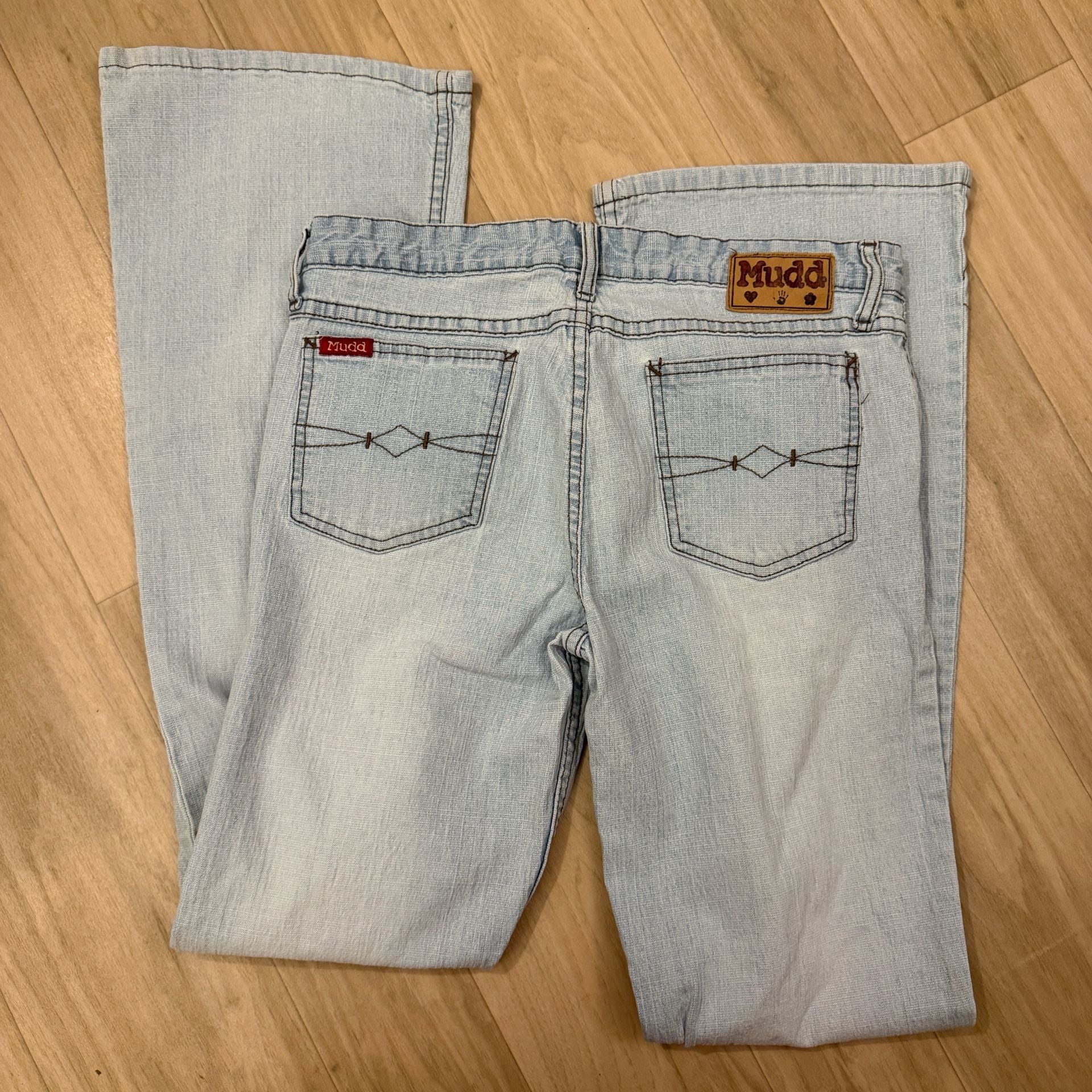 Mudd Y2K Low Rise Flare Jeans Size 7 Light Wash Button Fly 5