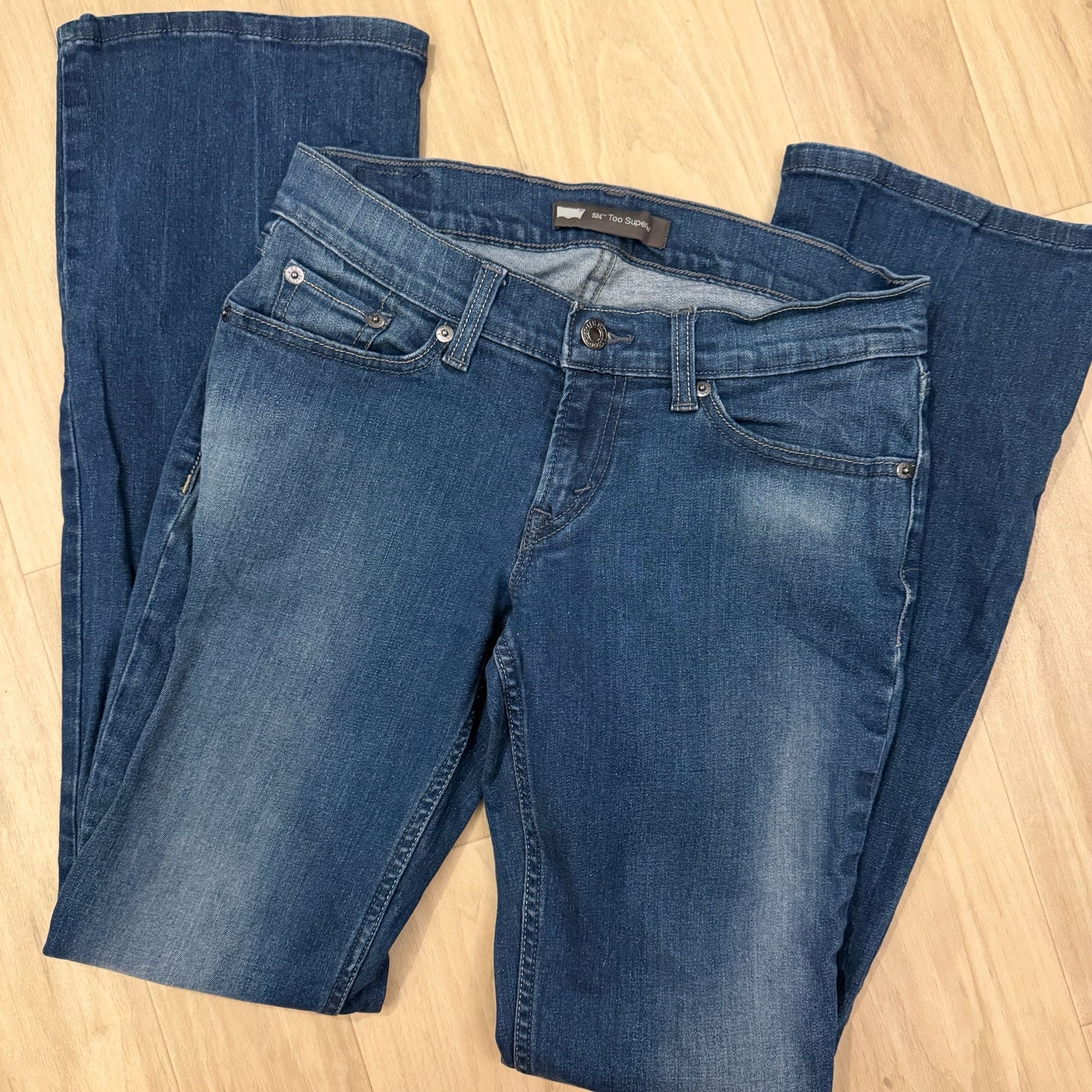 Levi's 524 Too Superlow Bootcut Jeans Women's Size 27x32 Blue Denim 4