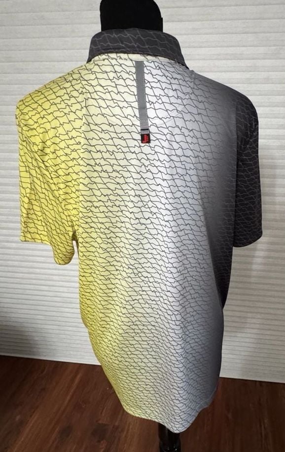 J by Jamie Sadock Short Sleeve Golf Polo Shirt Gradient Geometric Print. Men's M 3