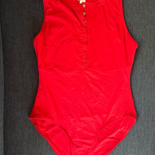 Andie The Malibu Red Snap-Front One-Piece Swimsuit Size M