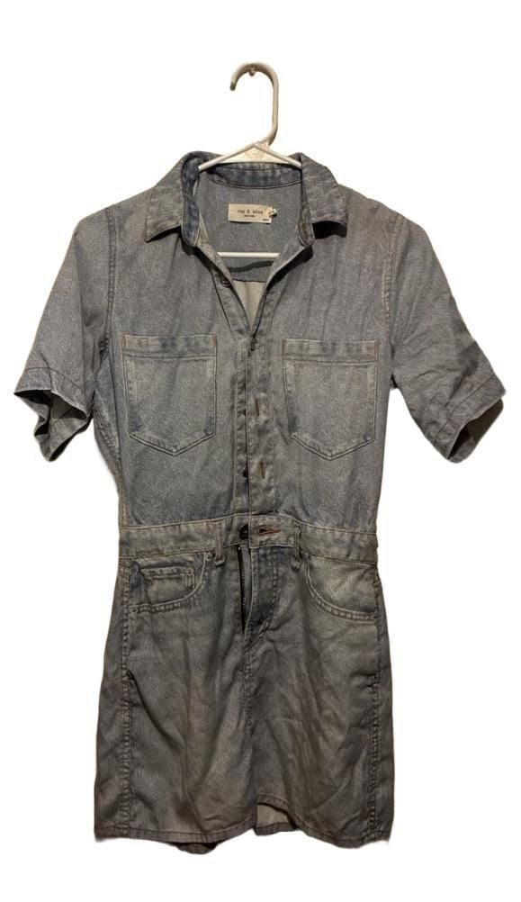 Rag & Bone Liquid Miramar Denim Short Dress Romper Size XS 2