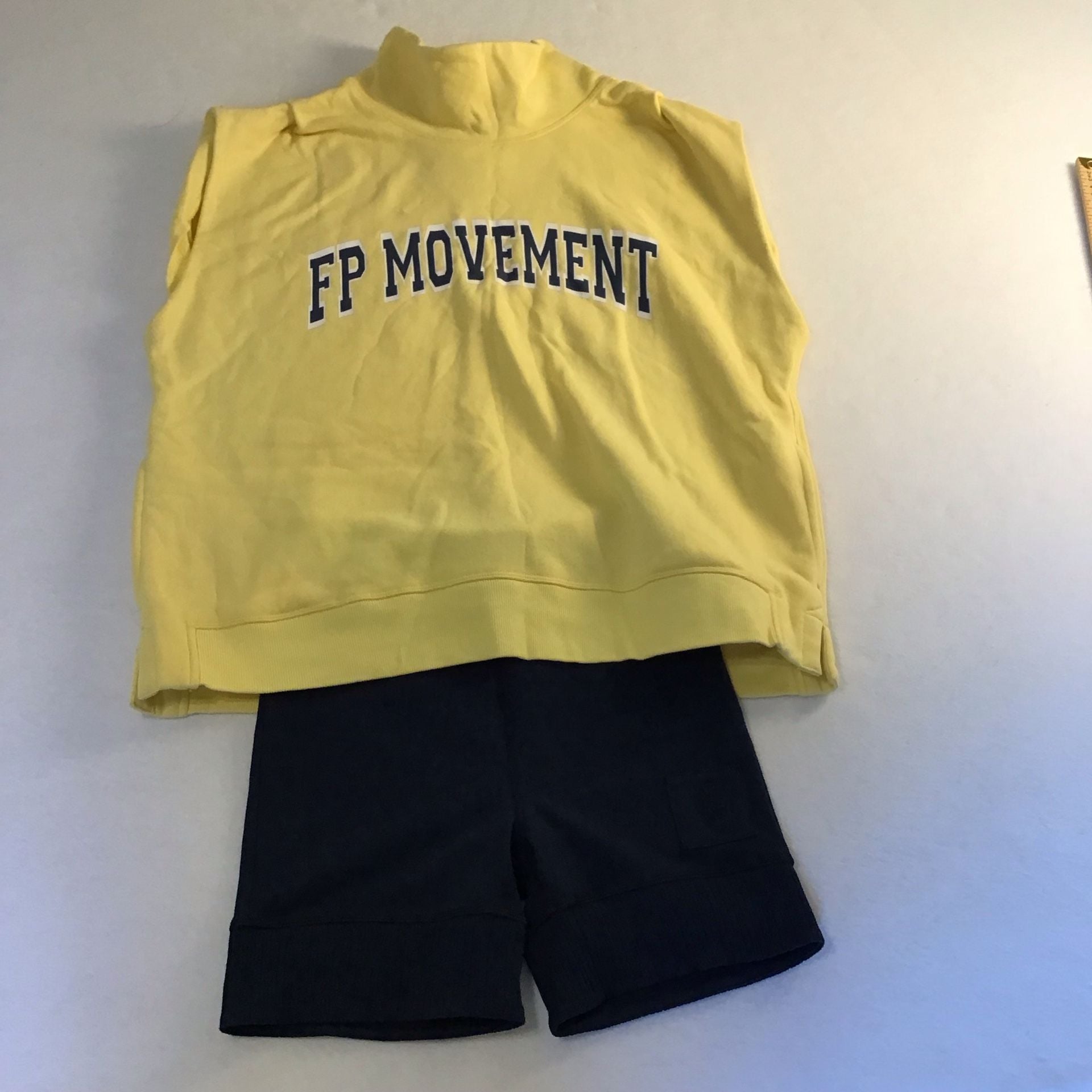 FP Movement Yellow Mock Neck Sweatshirt & Shorts Set 2