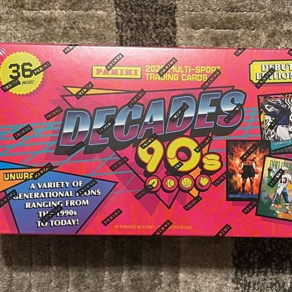 2026 Panini Decades 90's Multi-Sport Trading Cards Mega Box - Debut Edition