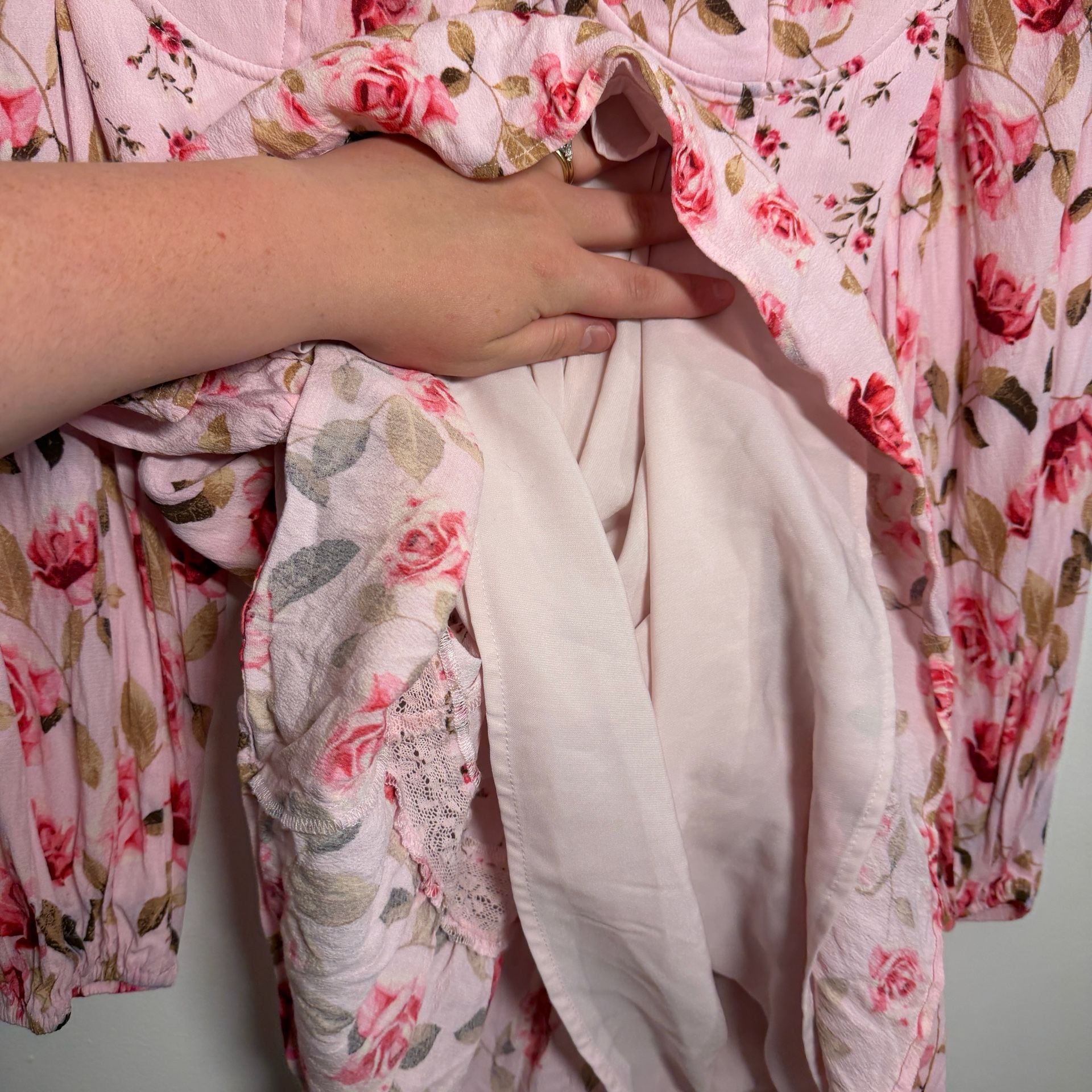 Altar’d State Kate Pink Rose Floral Lace Mini Dress Size Small 6