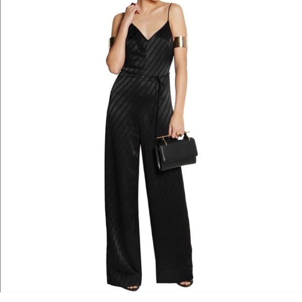 Kate Moss x Topshop Black Shadow Stripe Wide Leg Jumpsuit