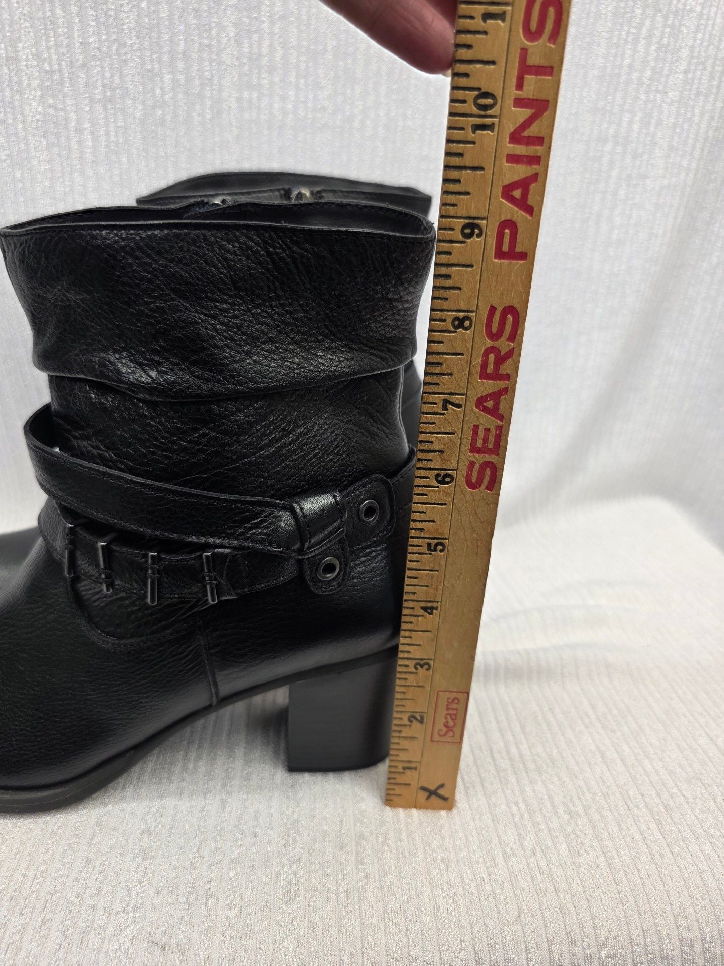 Tamaris Black Leather Ankle Boots with Straps and Block Heel 14