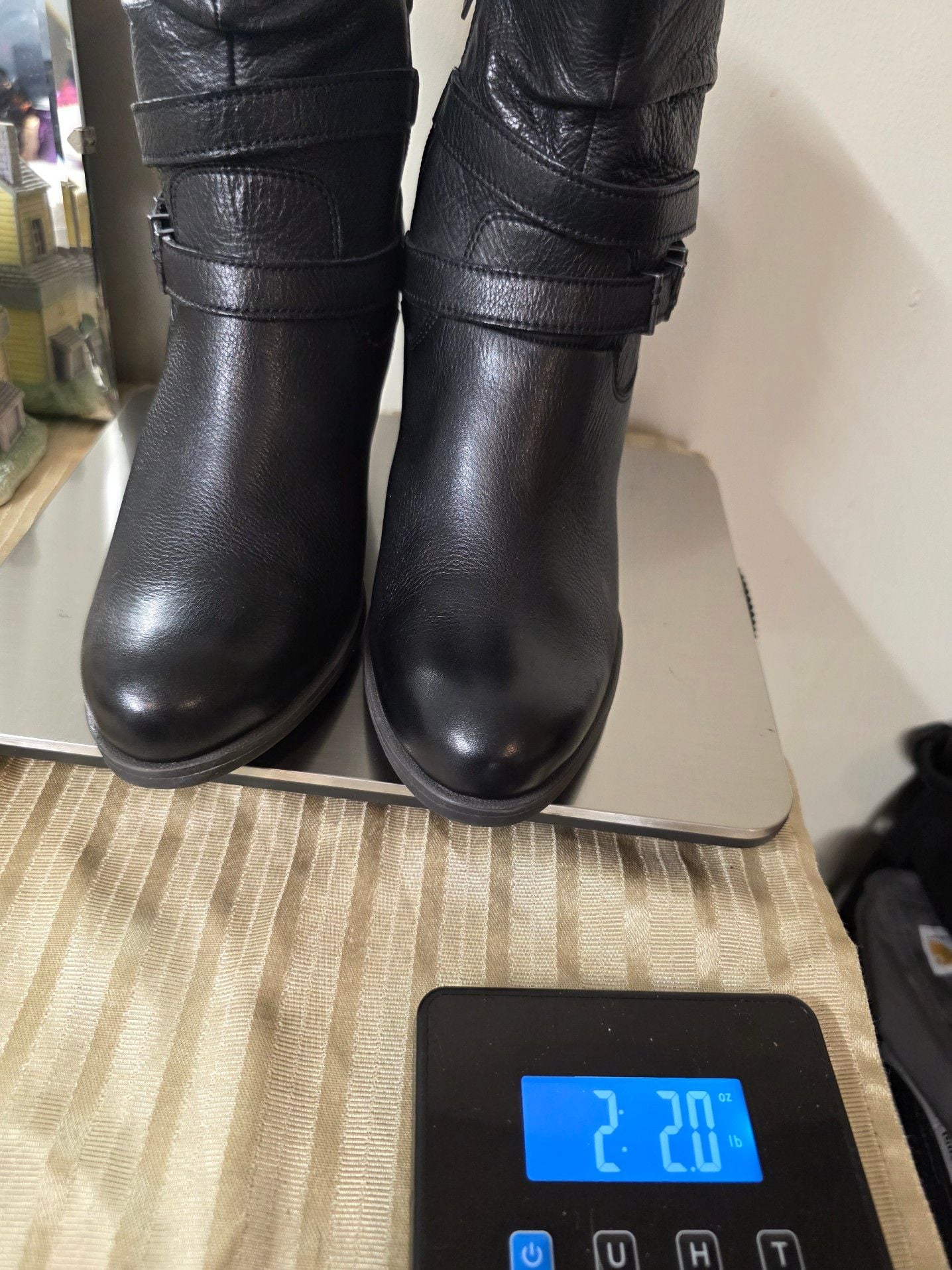 Tamaris Black Leather Ankle Boots with Straps and Block Heel 16
