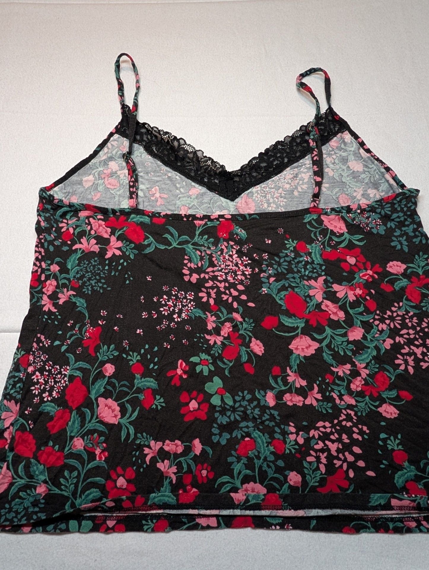 State of Day Intimates Black Red Floral Lace Camisole and Pants Lounge Set Size S 3