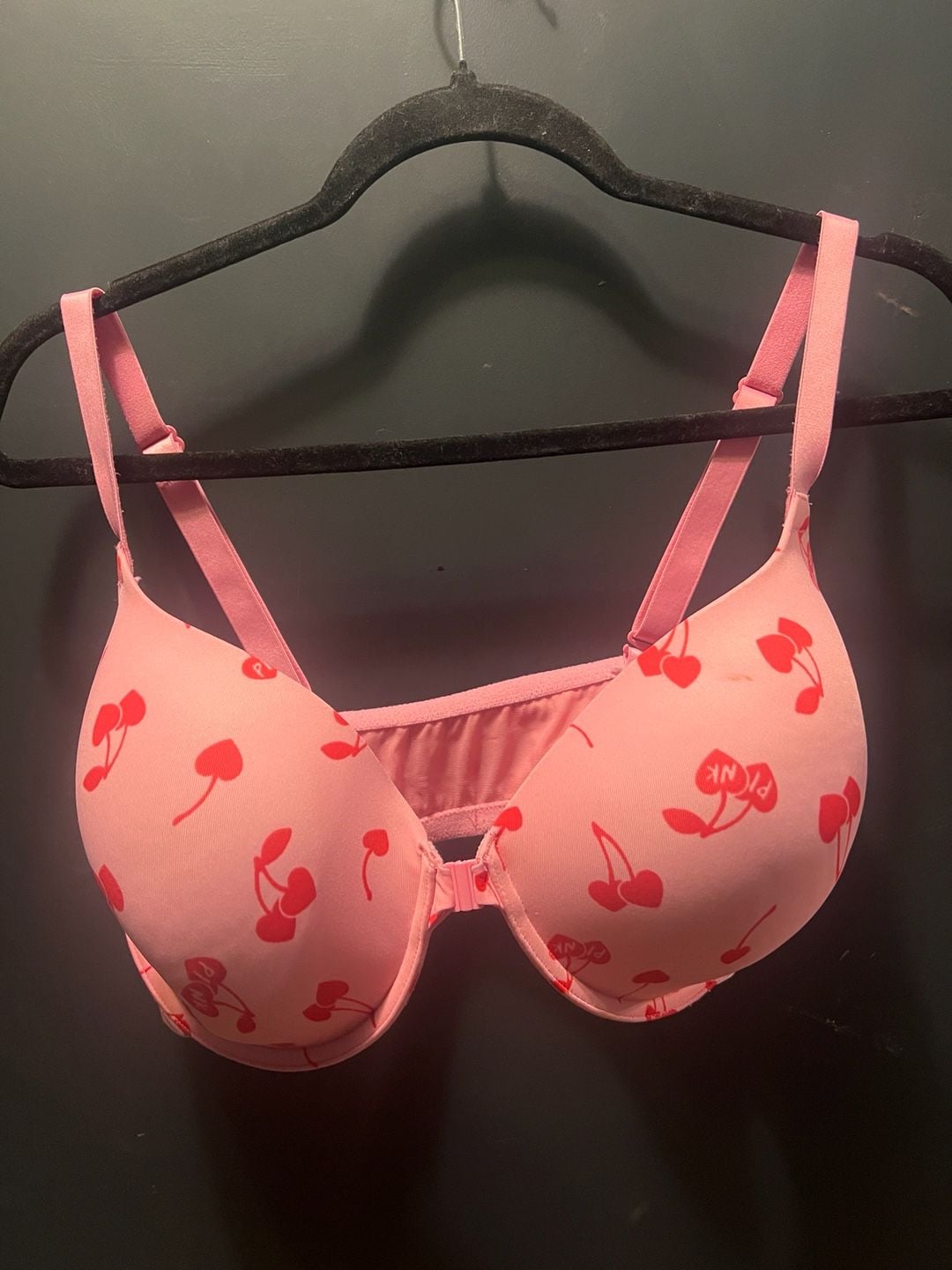 PINK Victoria's Secret Cherry Print Front-Close Lightly Lined Bra 2