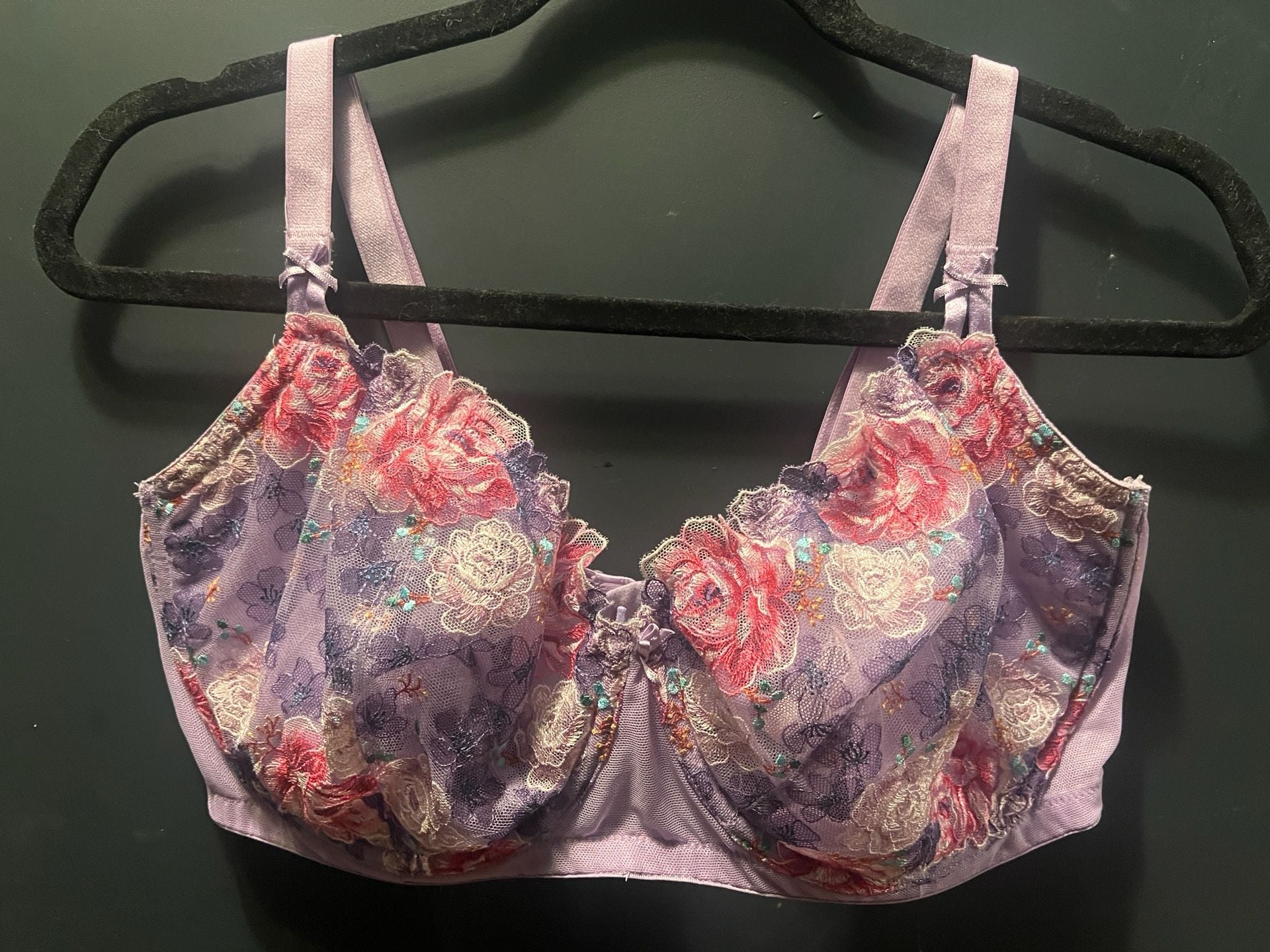 Victoria's Secret Dream Angels Embroidered Rose Unlined Bra Lilac Purple 38G 2