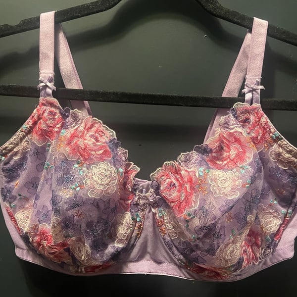 Victoria's Secret Dream Angels Embroidered Rose Unlined Bra Lilac Purple 38G