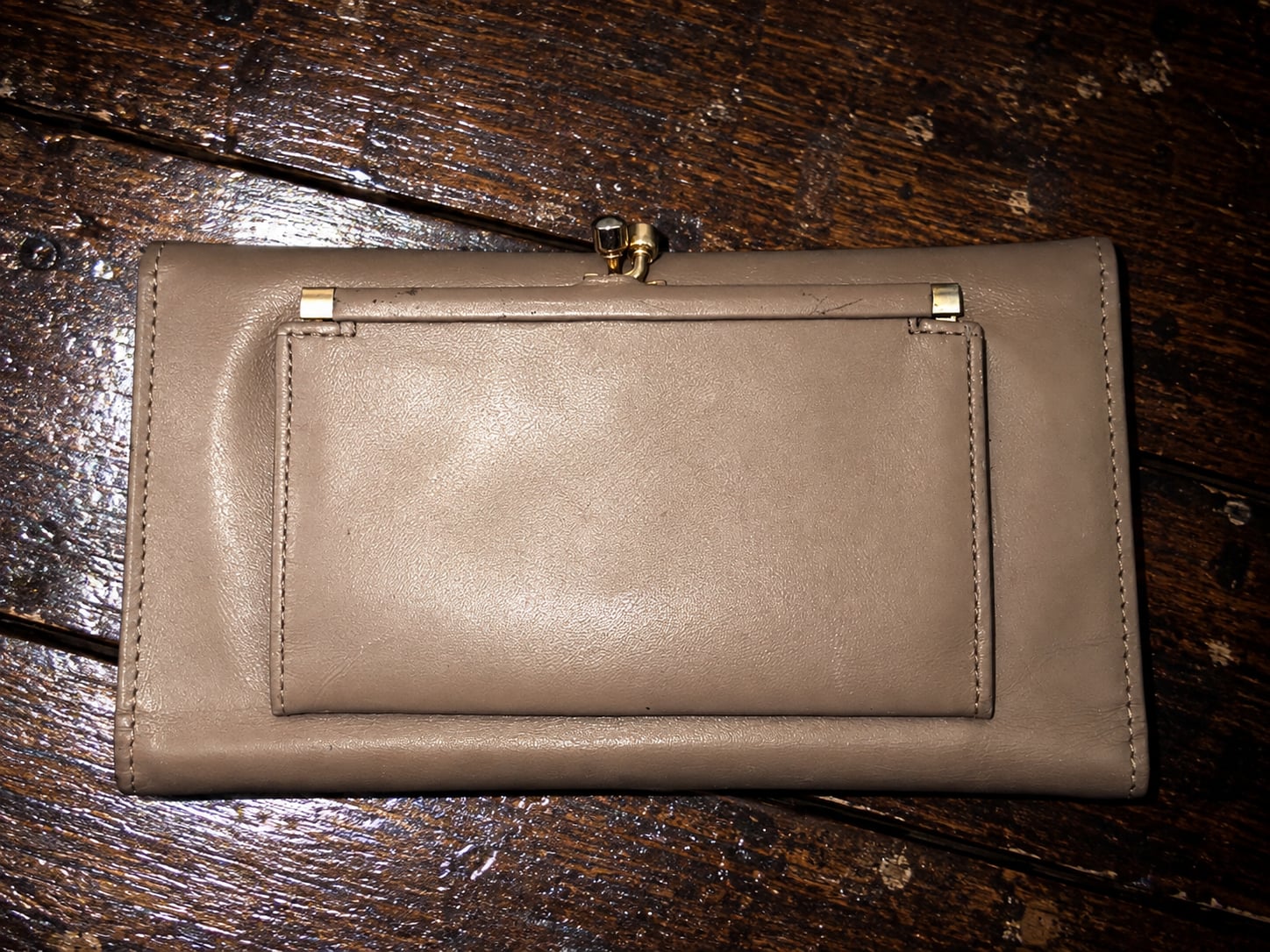 Anne Klein by St Thomas Taupe Leather Envelope Wallet Clutch 7