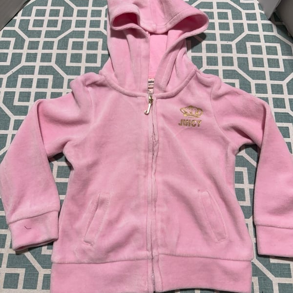 Juicy Couture Pink Velour Zip Up Hoodie Toddler Size 24M