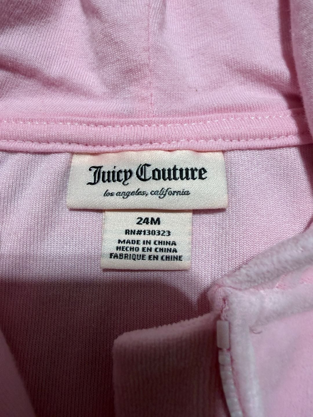 Juicy Couture Pink Velour Zip Up Hoodie Toddler Size 24M 4
