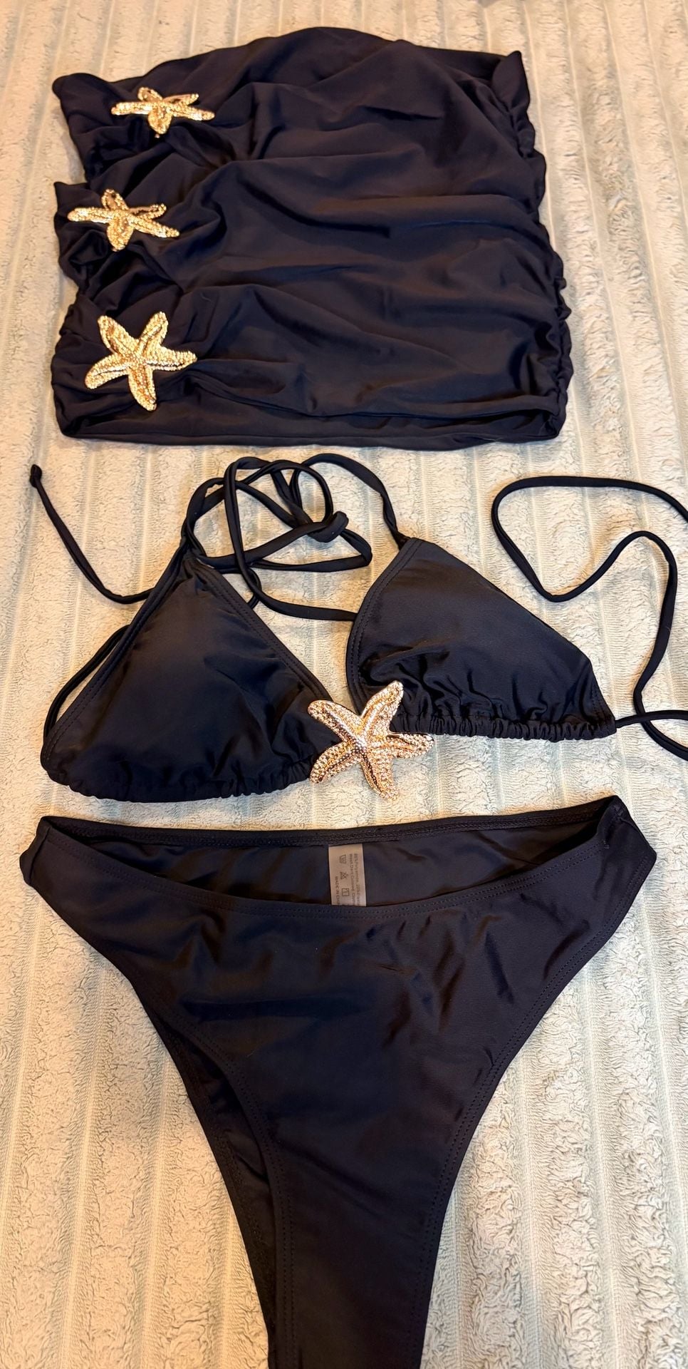 Unbranded Black Starfish Bikini Set With Sarung Skirt Size M 1